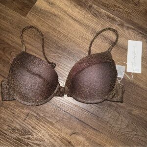 NWT Sunday Brunch Los Angelos Gold Metallic Shimmery Padded Bikini Top